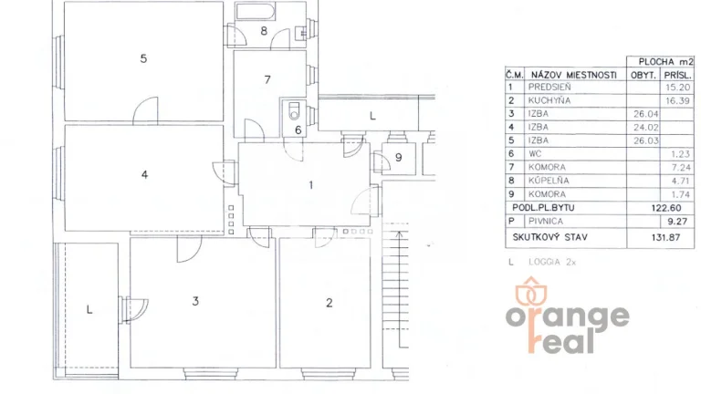 Tehlový 4-izbový byt pri centre mesta, 123 m2