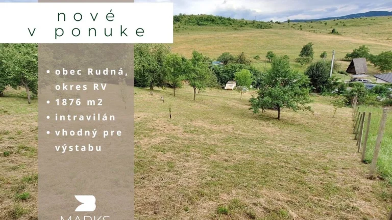 Znížená cena:MARKS™ | Záhrada vhodná k výstavbe v obci Rudná