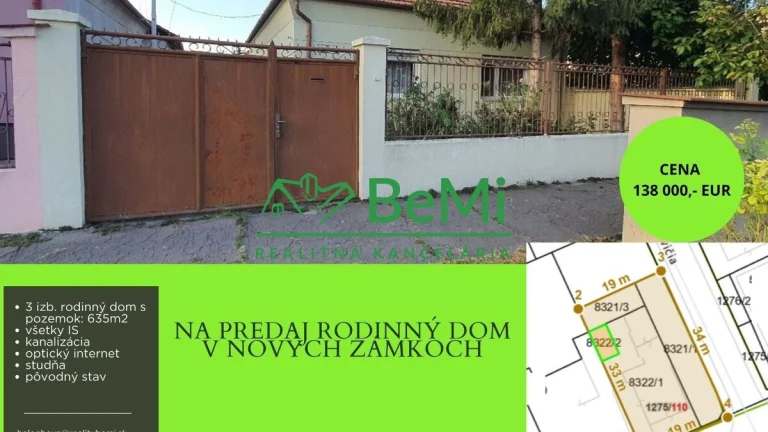 Rodinný dom 3 izb. - 635m2, pôvodný stav, Tatranská, Nové Zá