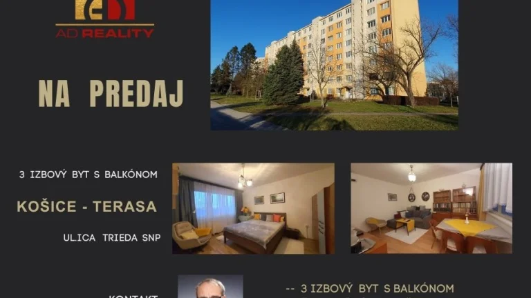 AD REALITY - NOVÁ CENA - 3 izbový byt s balkónom - Terasa