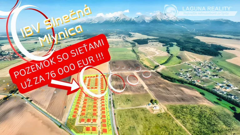 Predaj 15 stavebných pozemkov so sieťami v obci Mlynica už o