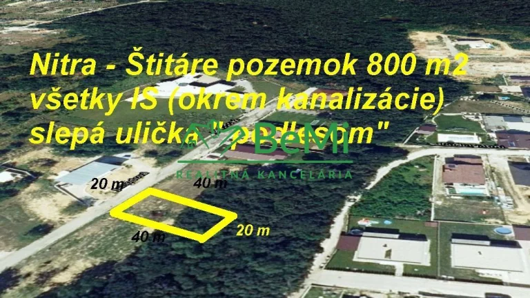 Pozemok Štitáre (800 m2) ,v slepej uličke pod lesom,všetky