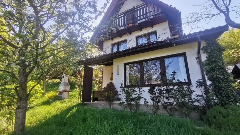 Hezká zahrada s chatkou u lesa