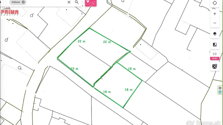 ID 2996 Predaj: Pozemok 848 m2, Višňové